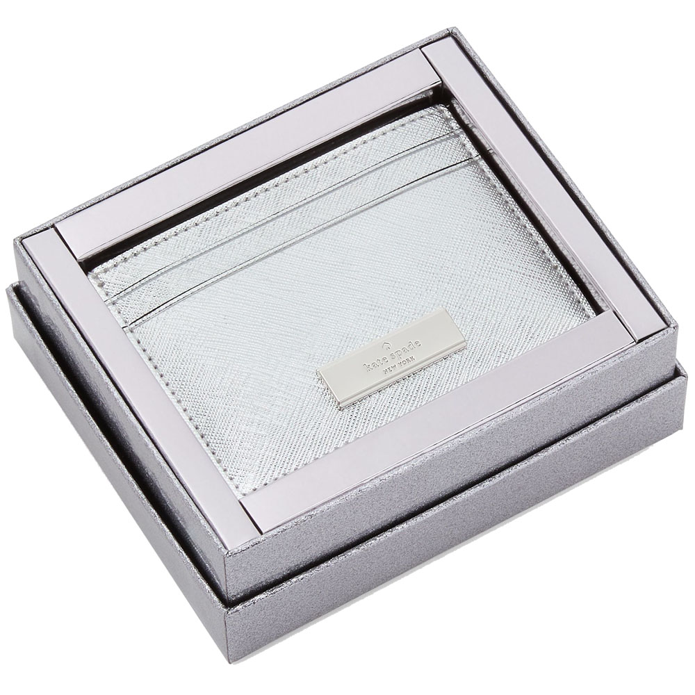 Kate Spade Kenzie Boxed Metallic Small Cardholder Lunar Light # KJ022