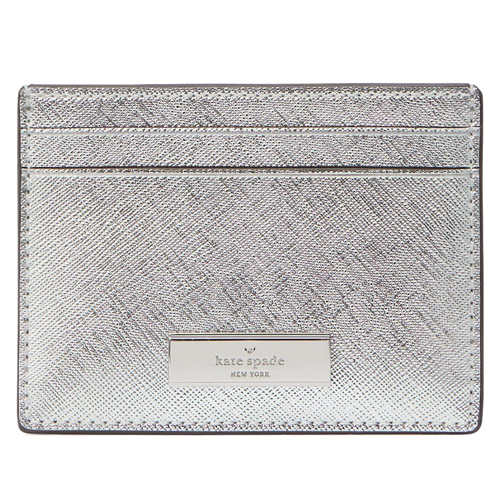 Kate Spade Kenzie Boxed Metallic Small Cardholder Lunar Light # KJ022