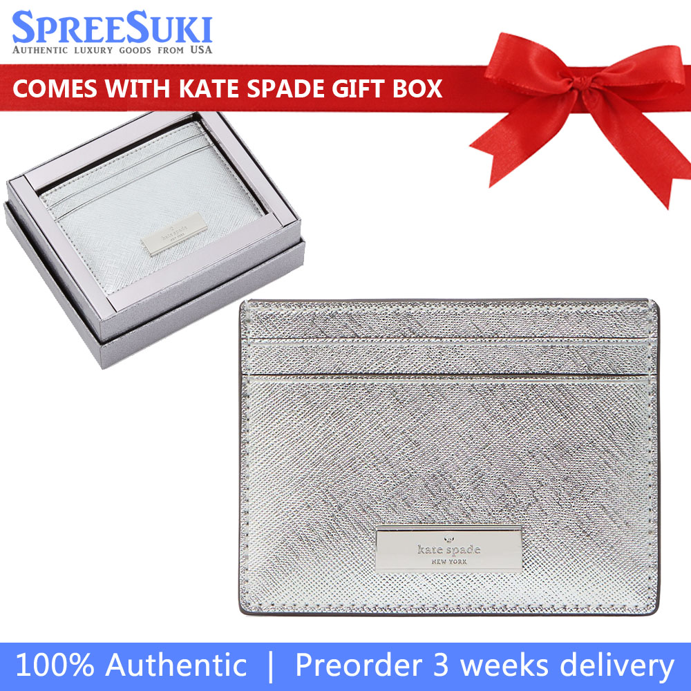 Kate Spade Kenzie Boxed Metallic Small Cardholder Lunar Light # KJ022