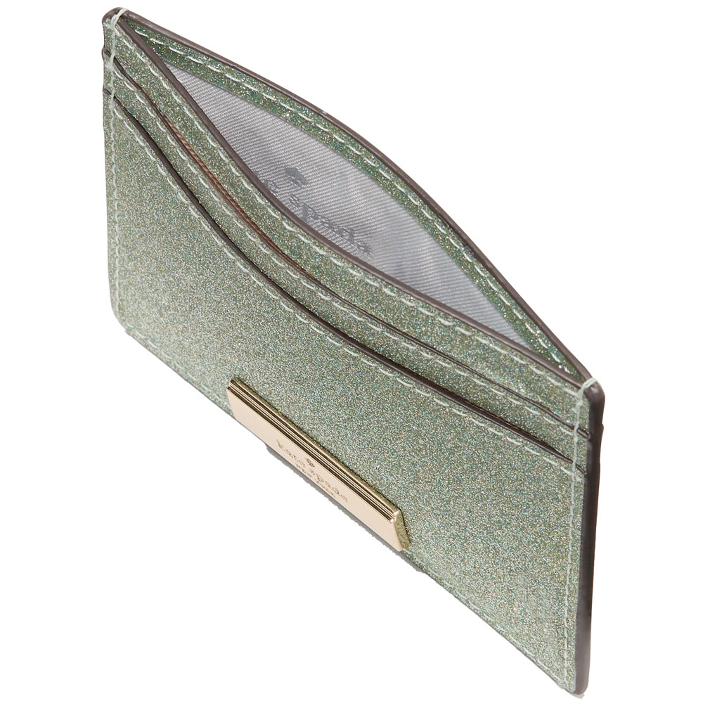 Kate Spade Kenzie Boxed Glitter Small Cardholder Seawater # KK323