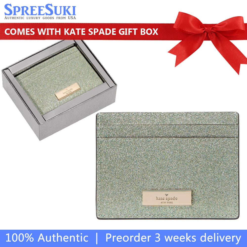 Kate Spade Kenzie Boxed Glitter Small Cardholder Seawater # KK323