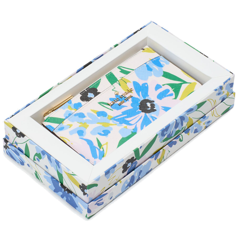 Kate Spade Boxed Madison Floral Large Slim Card Holder Cream Multi # KK944