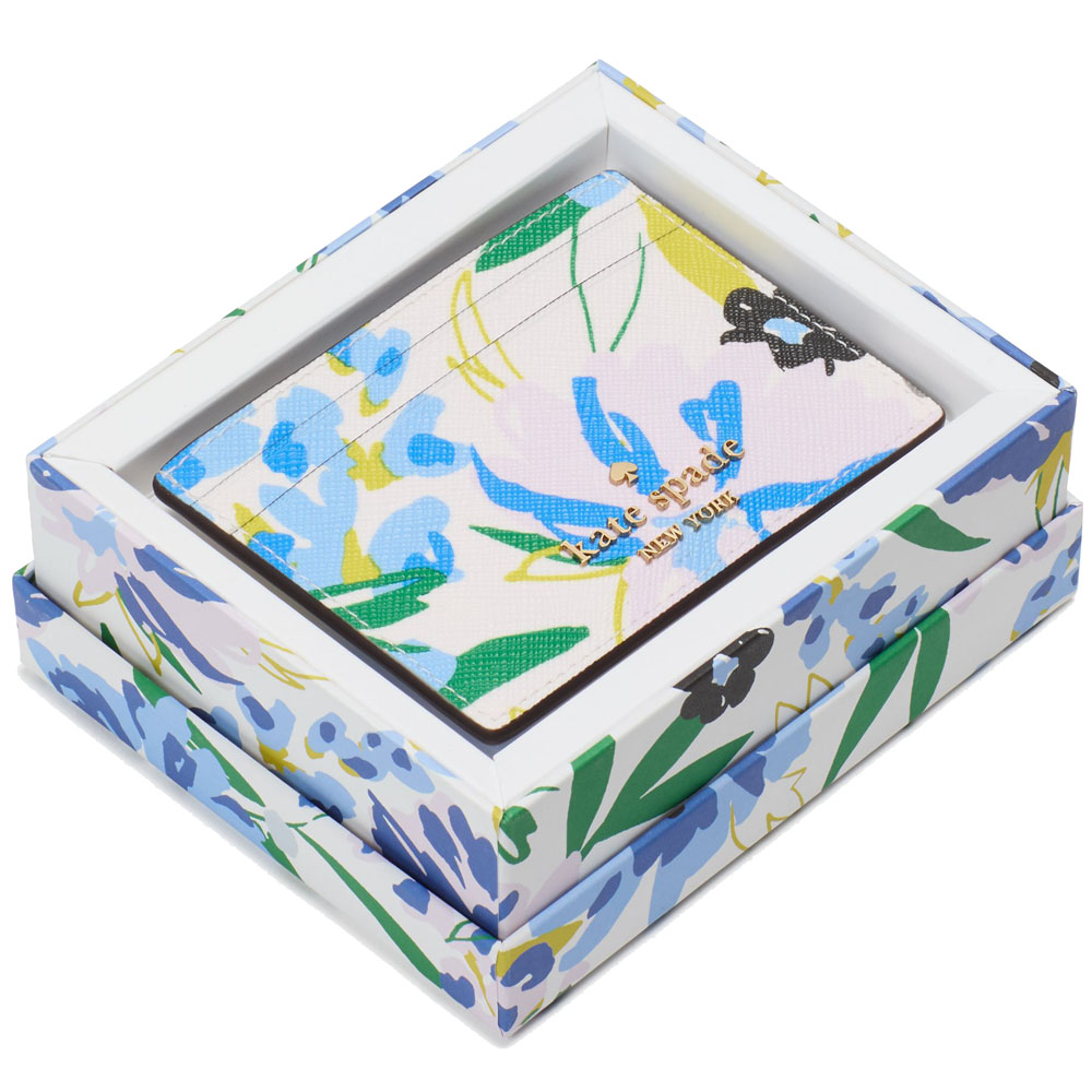 Kate Spade Boxed Madison Floral Small Slim Card Holder Cream Multi # KK946