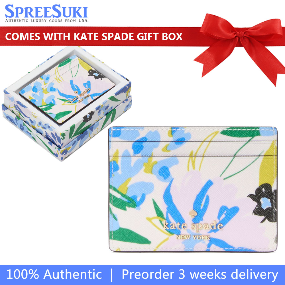 Kate Spade Boxed Madison Floral Small Slim Card Holder Cream Multi # KK946