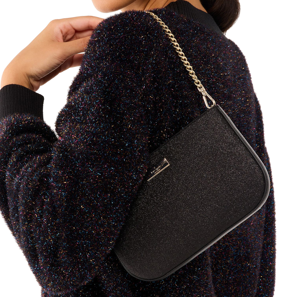 Kate Spade Kenzie Limited Edition Glitter Lilly Pochette Black # KK027