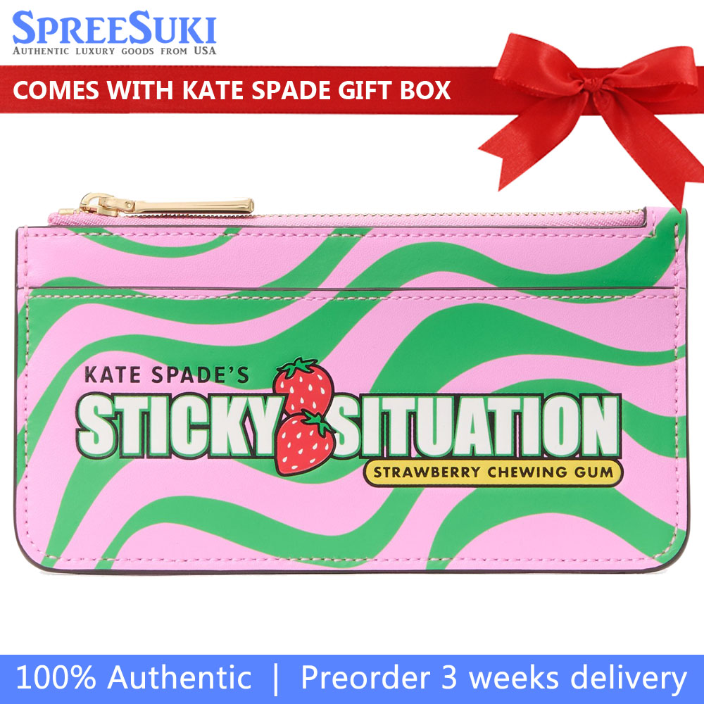 Kate Spade Bubble Gum Large Slim Card Holder Green Multi # KK207