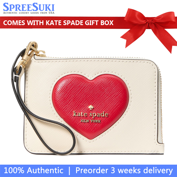 Kate Spade Madison Puffy Heart Small Card Holder Wristlet Meringue Multi # KK190