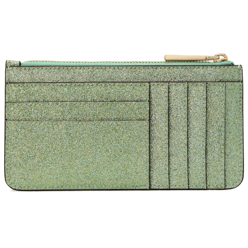 Kate Spade Kenzie Boxed Glitter Large Slim Cardholder Seawater # KK320