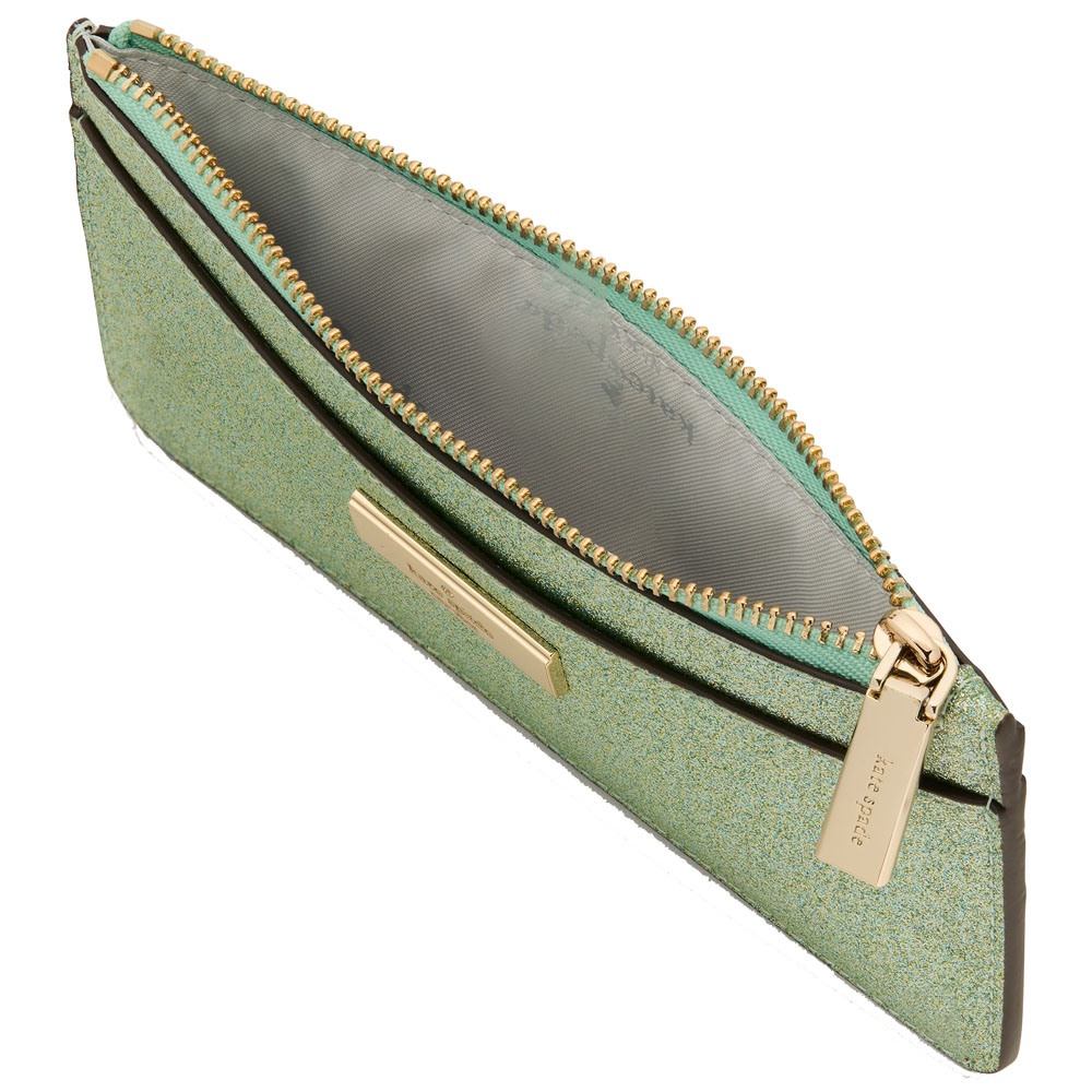 Kate Spade Kenzie Boxed Glitter Large Slim Cardholder Seawater # KK320