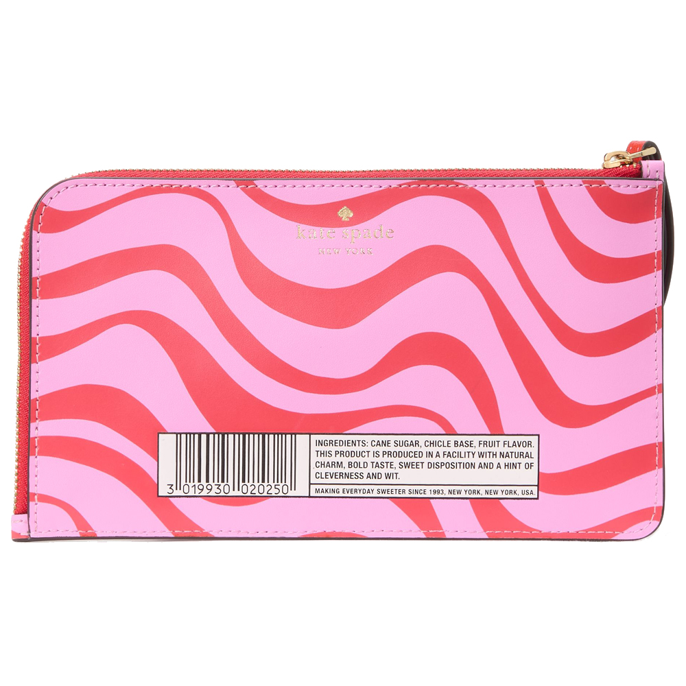 Kate Spade Bubble Gum Medium L-Zip Wristlet Red Multi # KK215