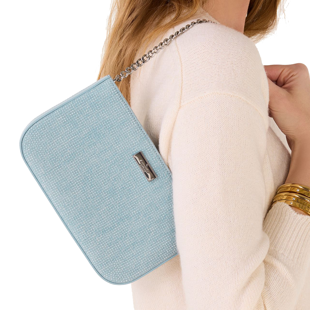 Kate Spade Madison Studded Denim Lilly Pochette Blue Multicolor # KK169