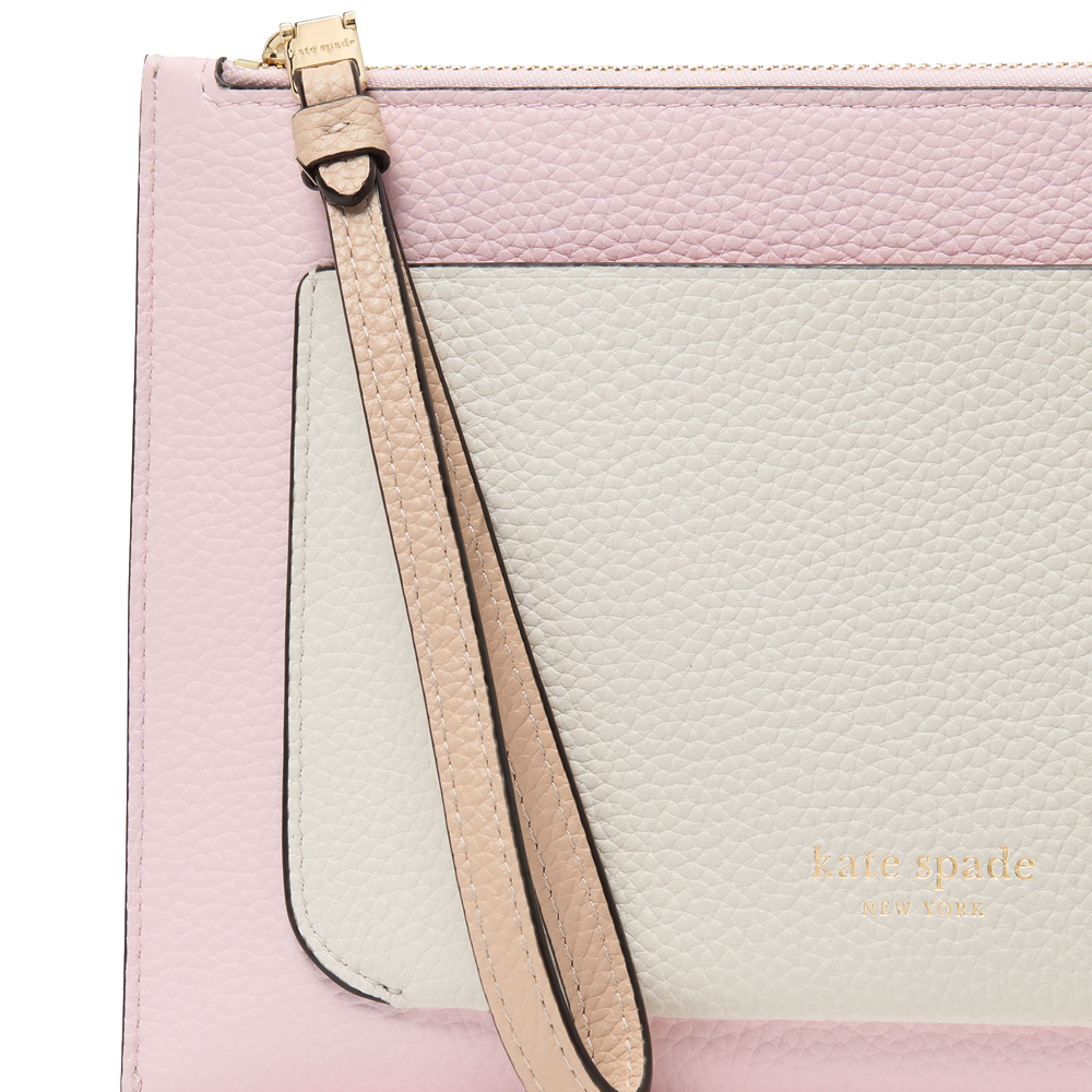Kate Spade Ava Colorblocked Wristlet Shimmer Pink Multi # KD952