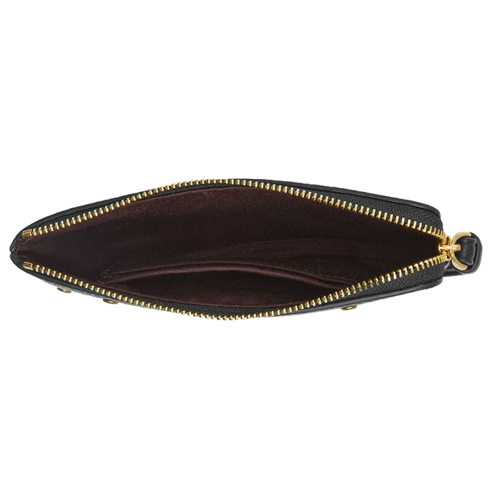 Coach Corner Zip Wristlet With Crystal Brass Black # CAQ60