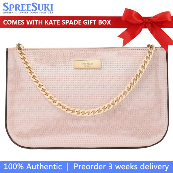 Kate Spade Madison Satin Sequin Lilly Pochette Rose Smoke # KK166