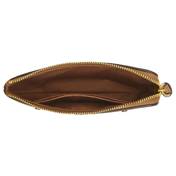 Coach Corner Zip Wristlet With Crystal Brass Honey Brown # CAQ60