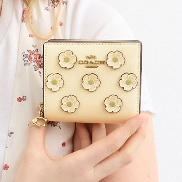 Coach Snap Wallet With Floral Applique Moonlight # CAP16