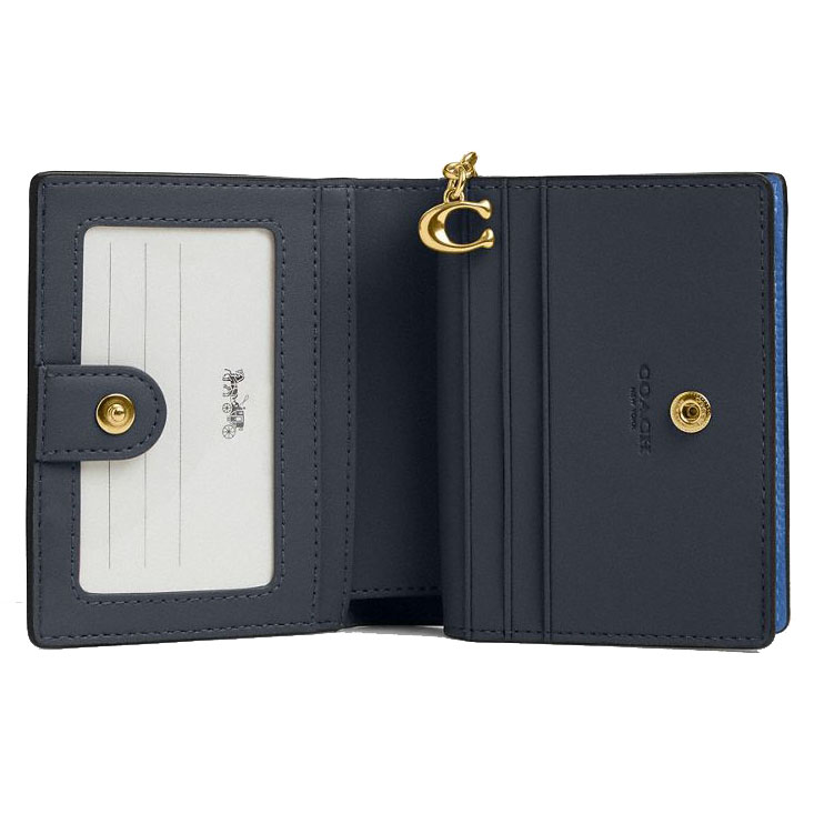 Coach Small Wallet Pebble Leather Snap Wallet Pacific Bright Mineral # C2862