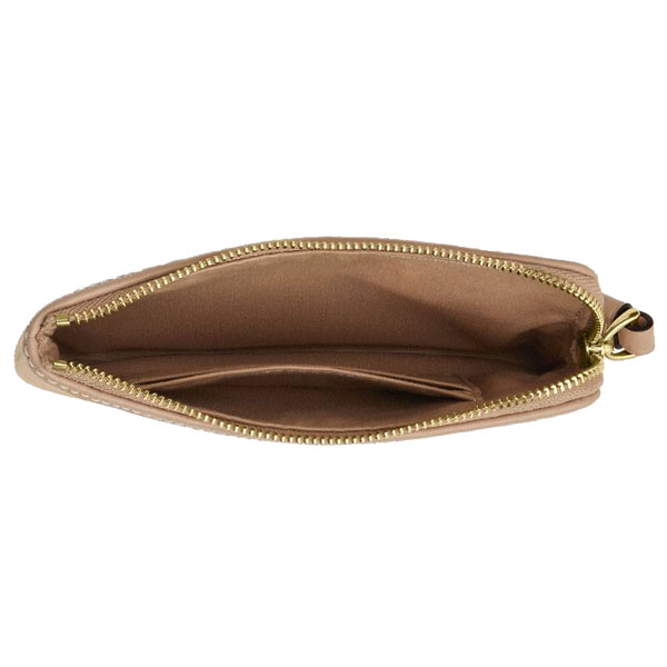 Coach Corner Zip Wristlet With Signature Canvas Dark Natural Multi # CAQ57