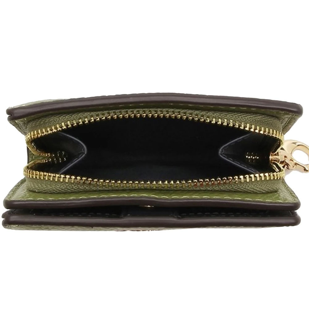 Coach Small Wallet Pebble Leather Snap Wallet Bright Olive # C2862