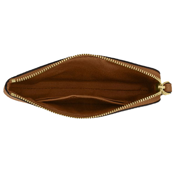 Coach Small Wristlet In Gift Box Corner Zip Wristlet In Crossgrain Leather Honey Brown # 58032