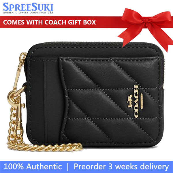 Coach Zip Card Case With Quilting Black # CZ467