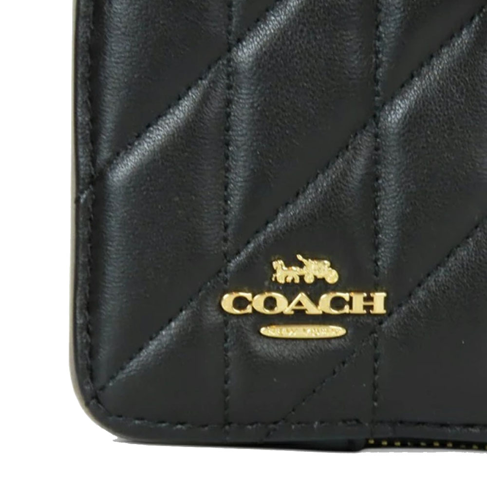 Coach Zip Card Case With Quilting Black # CZ467