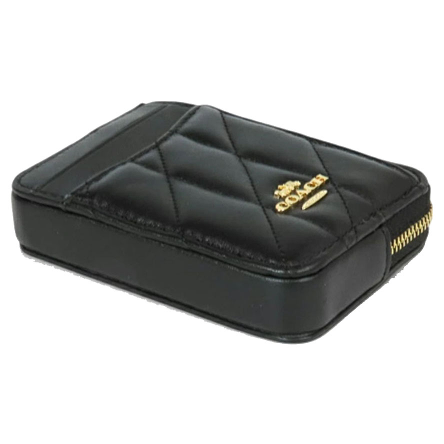 Coach Zip Card Case With Quilting Black # CZ467