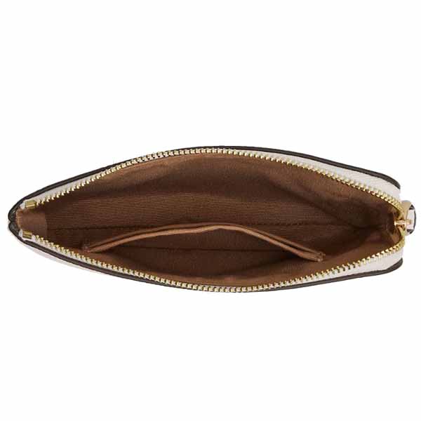 Coach Small Wristlet Crossgrain Leather Corner Zip Chalk # CV396