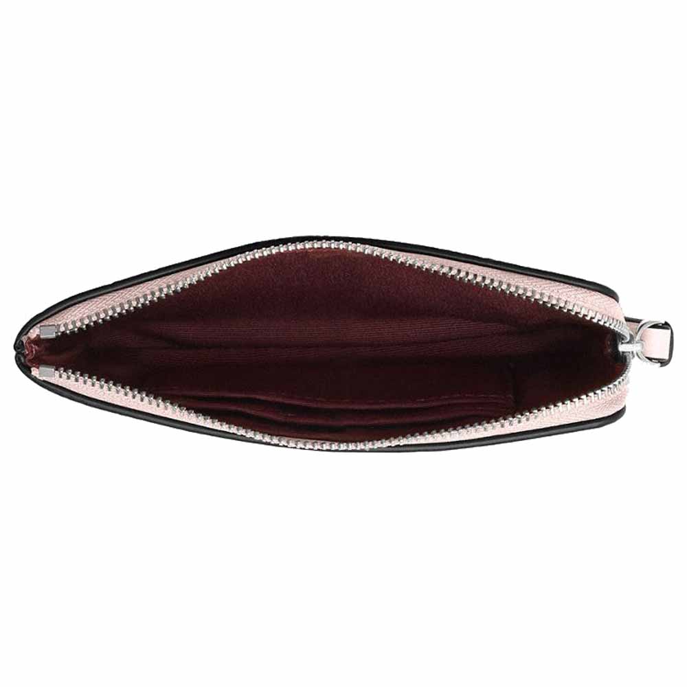 Coach Small Wristlet Pebbled Leather Corner Zip Silver Blush # CP483
