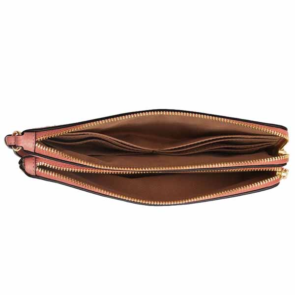 Coach Double Zip Wallet In Signature Canvas With Floral Print Sand Multi # CAY49