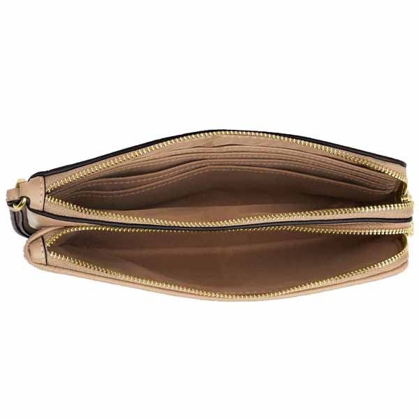 Coach Double Zip Wallet With Horse And Carriage Dark Natural Multi # CAP25