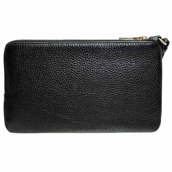 Coach Double Zip Wallet In Signature Canvas Walnut Black # CX161