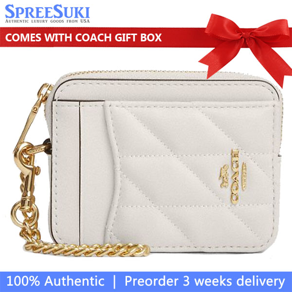 Coach Zip Card Case With Quilting Chalk # CZ467