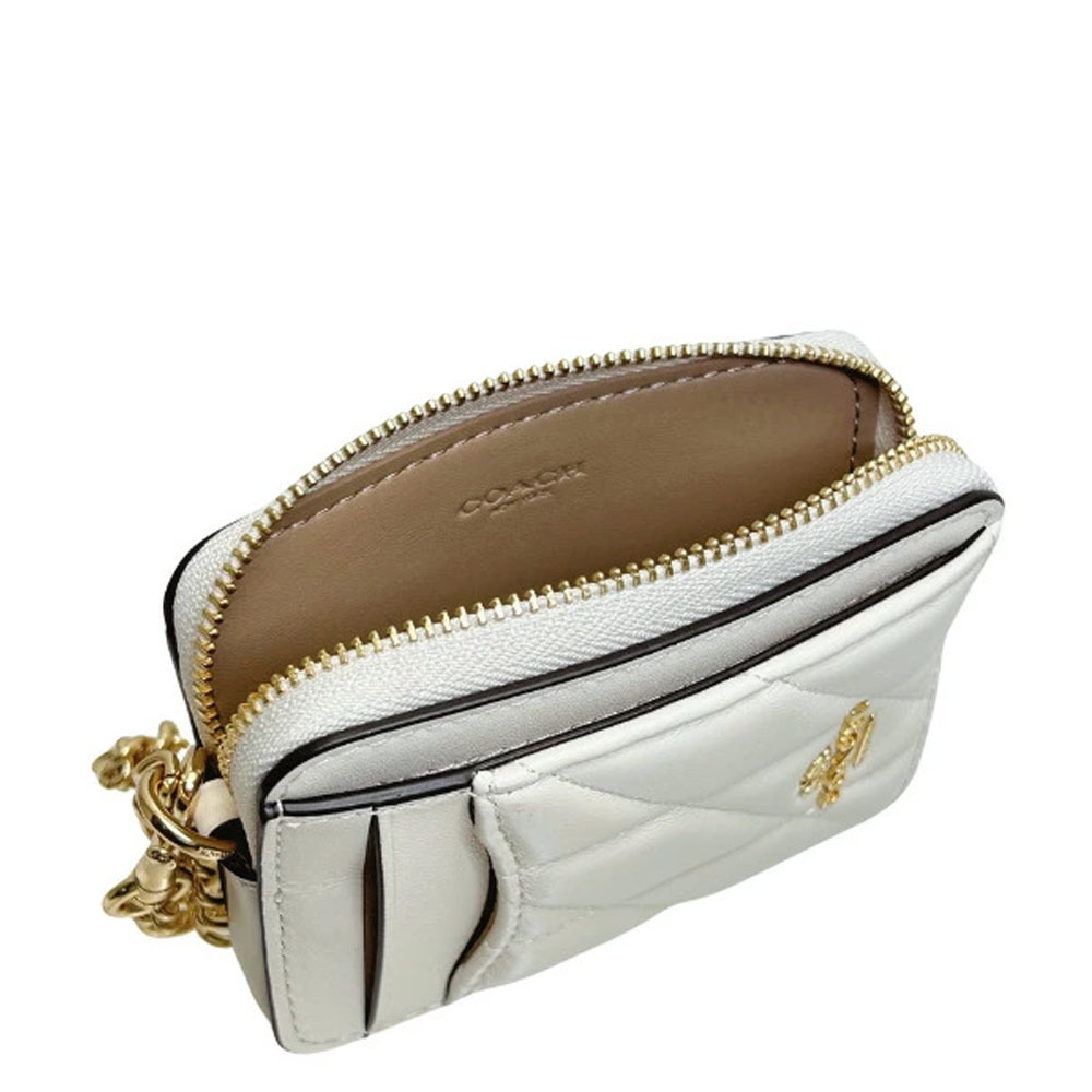 Coach Zip Card Case With Quilting Chalk # CZ467