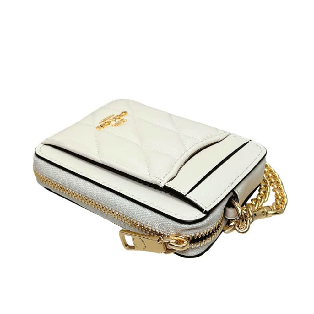 Coach Zip Card Case With Quilting Chalk # CZ467