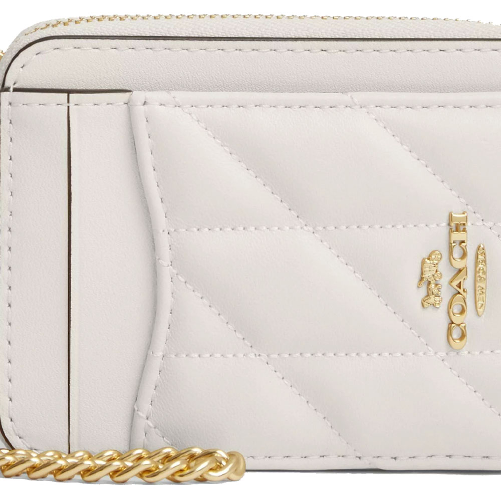 Coach Zip Card Case With Quilting Chalk # CZ467