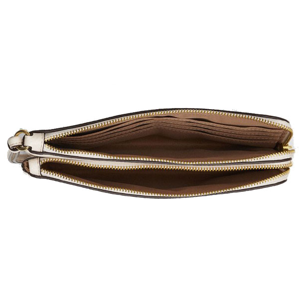 Coach Double Zip Wallet In Signature Canvas White Chalk # CX161