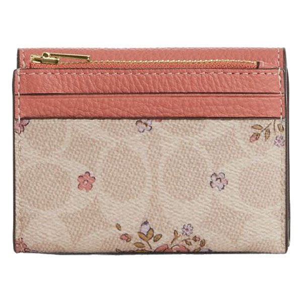 Coach Card Holder Wallet In Signature Canvas With Floral Print Sand Multi # CAP30