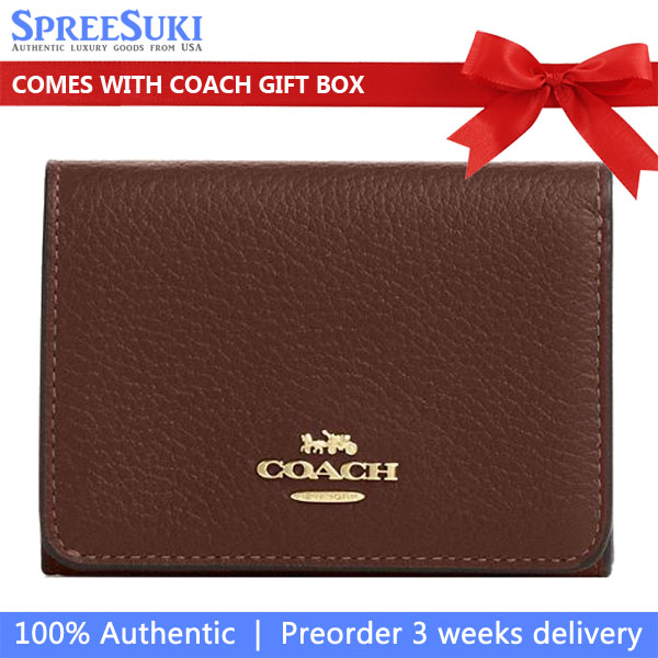 Coach Card Holder Wallet In Signature Canvas Tan / Brown # CZ034