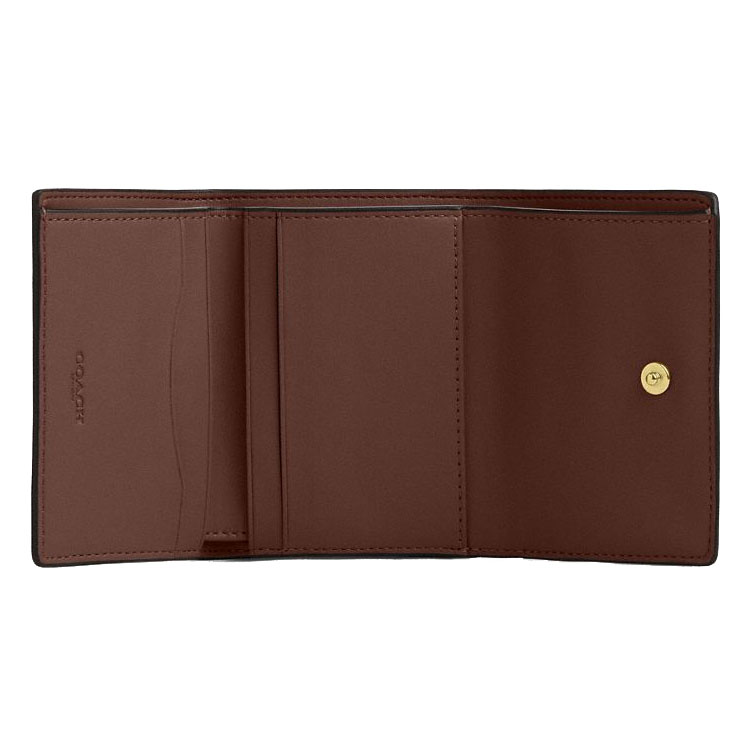 Coach Card Holder Wallet In Signature Canvas Tan / Brown # CZ034