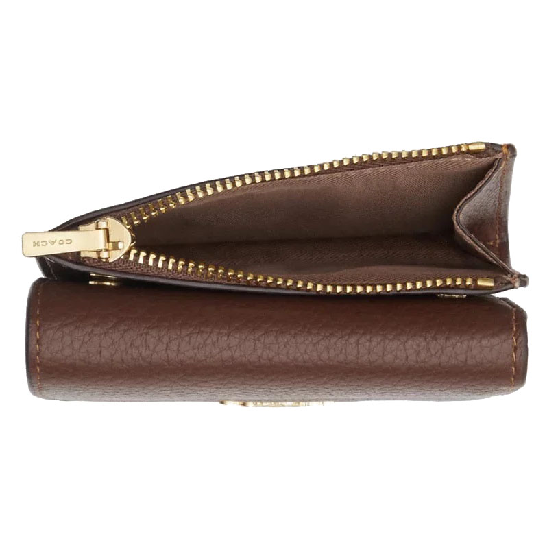 Coach Card Holder Wallet In Signature Canvas Tan / Brown # CZ034