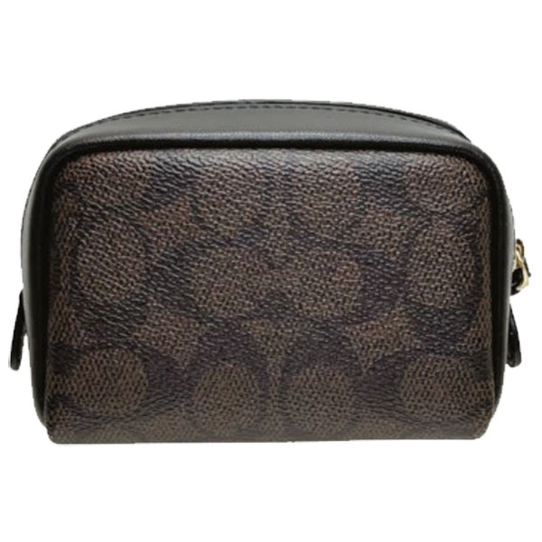 Coach Pouch Wristlet In Signature Canvas Walnut Black # CW907