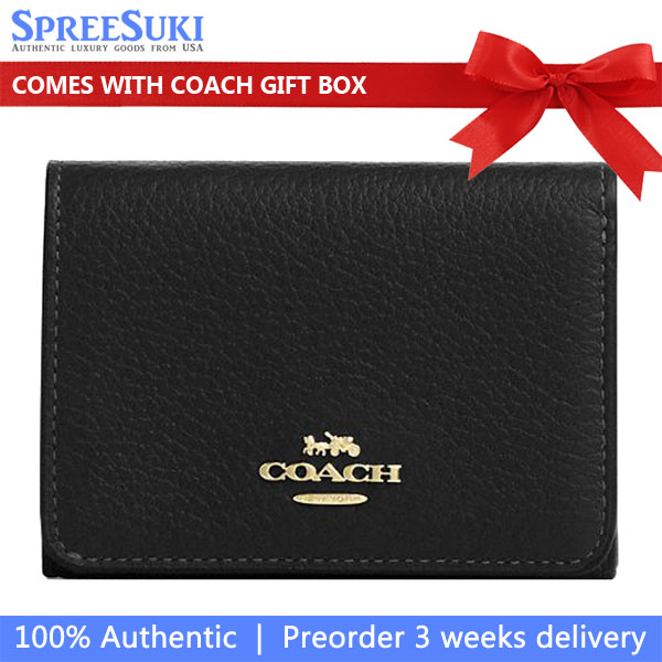 Coach Card Holder Wallet In Signature Canvas Walnut / Black # CZ034