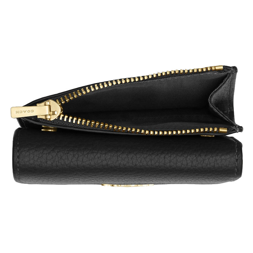 Coach Card Holder Wallet In Signature Canvas Walnut / Black # CZ034