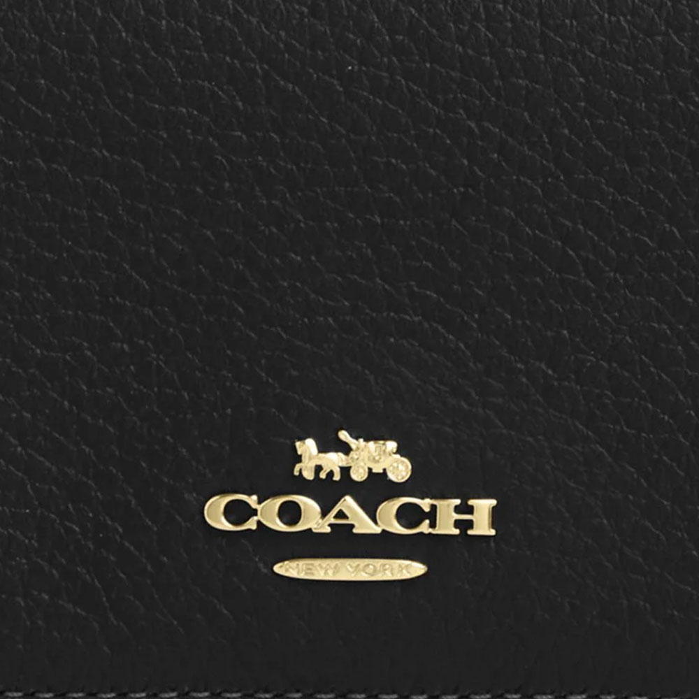 Coach Card Holder Wallet In Signature Canvas Walnut / Black # CZ034