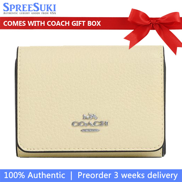 Coach Card Holder Wallet In Signature Canvas Silver / Hay # CZ034