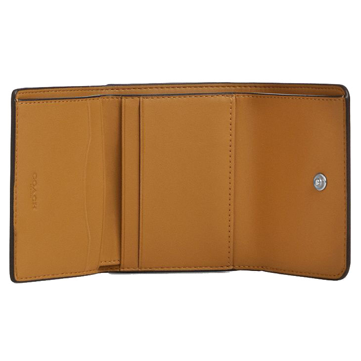 Coach Card Holder Wallet In Signature Canvas Silver / Hay # CZ034