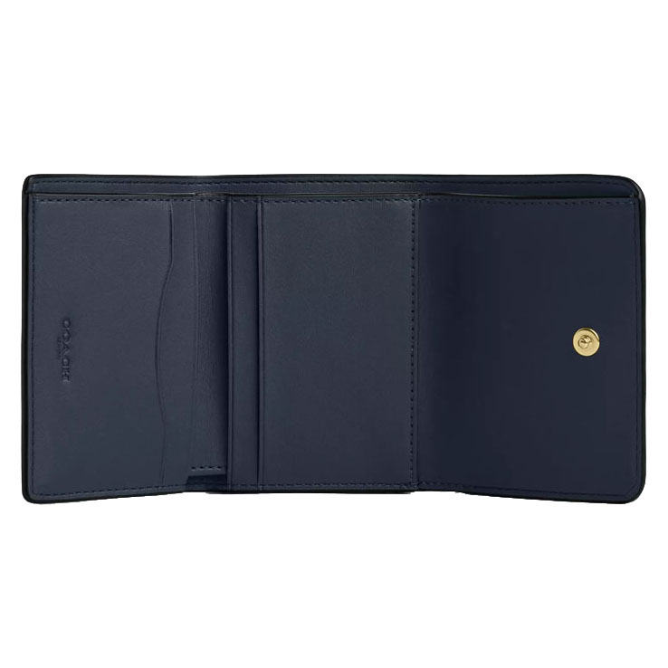 Coach Card Holder Wallet In Signature Canvas With Cherry Print Denim Multi # CZ448
