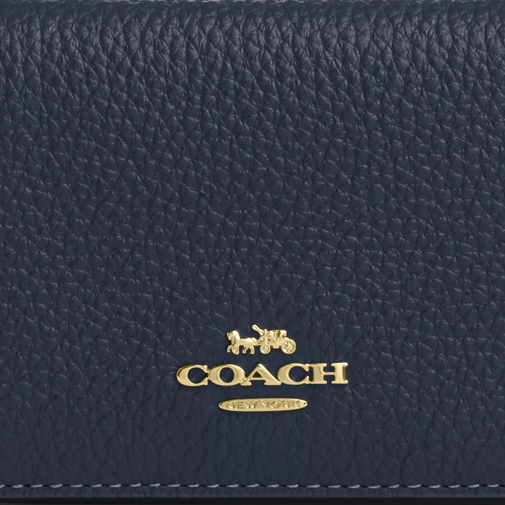 Coach Card Holder Wallet In Signature Canvas With Cherry Print Denim Multi # CZ448