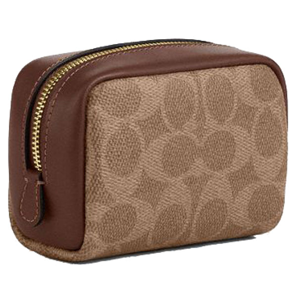 Coach Pouch Wristlet In Signature Canvas Tan Brown # CW907